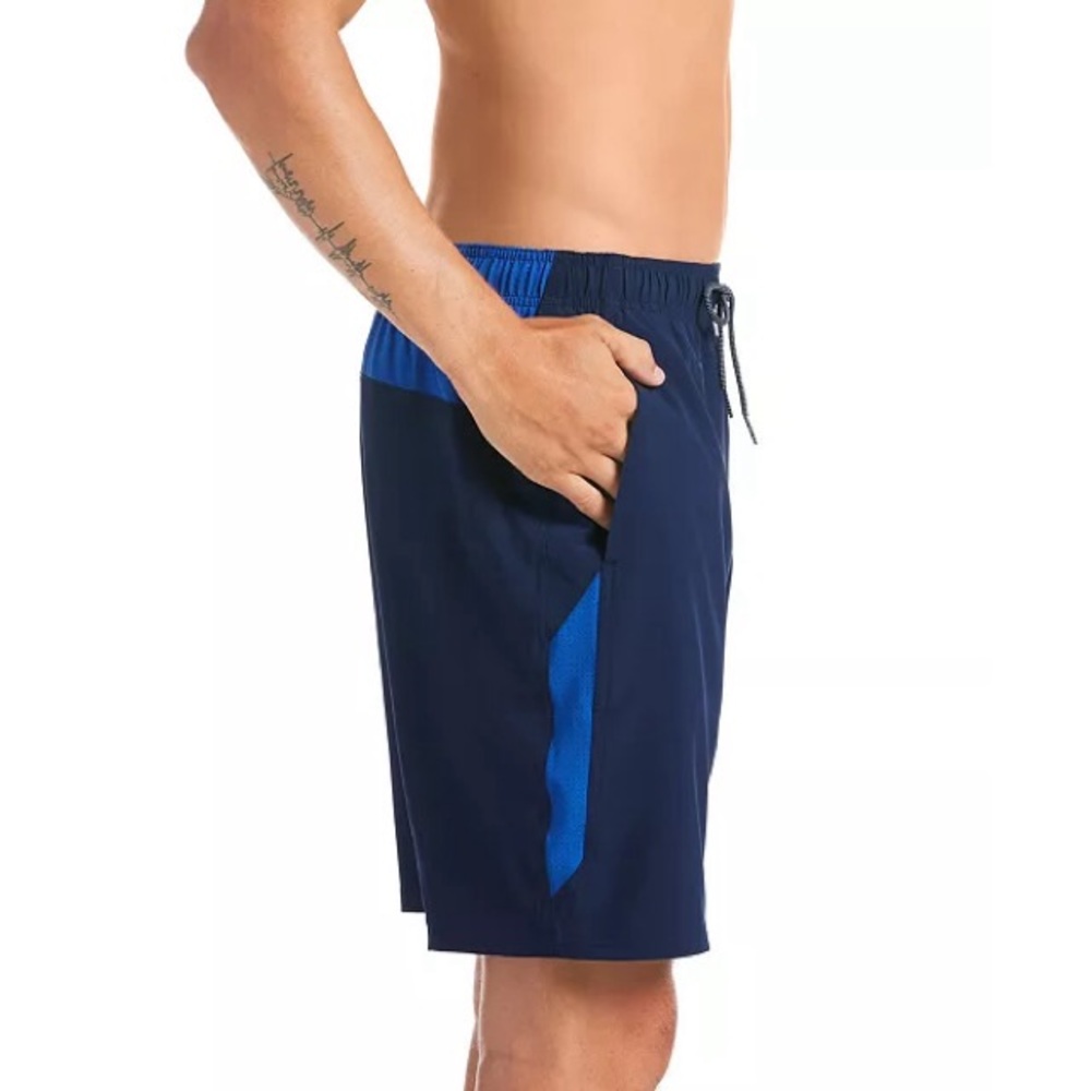 NWT Nike Men's Swim Trunks 4XLT Contend Water-Repellent Colorblocked Navy Blue - Picture 7 of 13